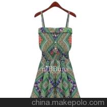 欧美气质碎花人造丝