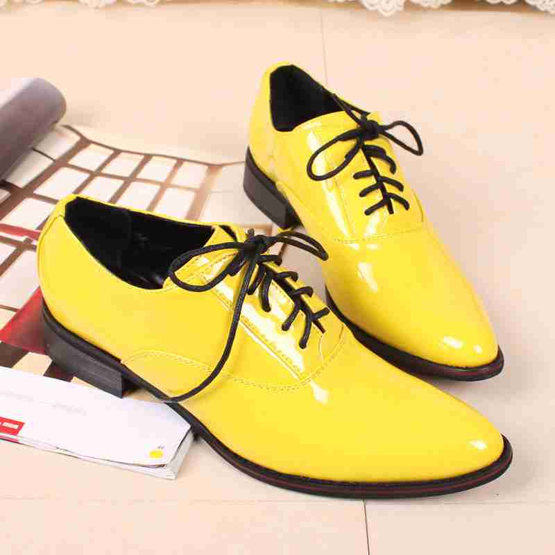 中性英伦风尖头系带休闲皮鞋单鞋