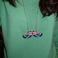 欧美复古时尚米字国旗英伦风另类胡须胡子造型长项链