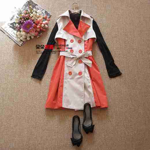 英伦风翻领无袖裙摆式系腰带风