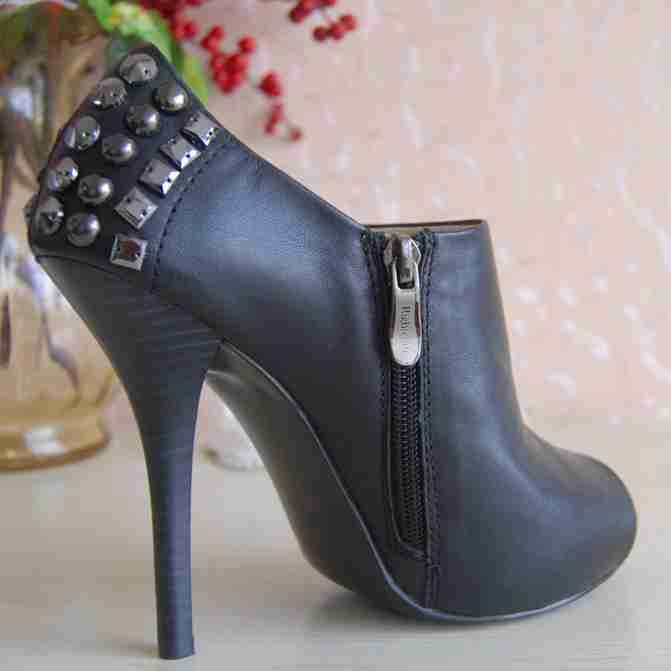 欧美气质粗跟加厚内防水台侧面