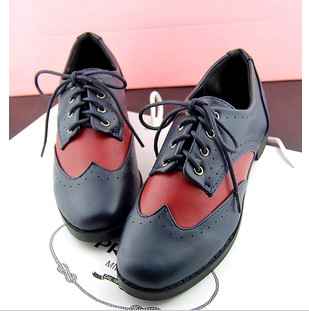 英伦风女鞋复古真皮布洛克鞋子系带粗跟牛津鞋巴洛克