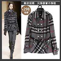 衣毛呢外套英伦格子灰色短