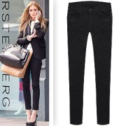 欧美街拍黑白格荧光系带弹力简约棋盘宽松显瘦热裤