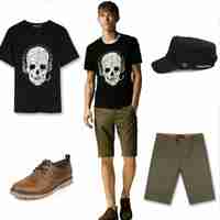 夏季简约欧美风男生潮tee搭配