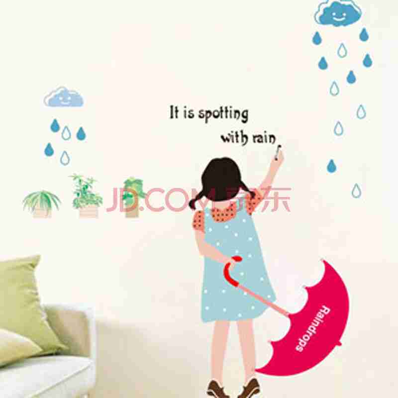 书房卧室卡通背景贴画