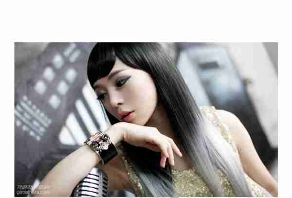 女生假发长直发仿真头皮黑白渐变色非主流假发原宿系