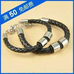 黑色双圈编织情侣手链