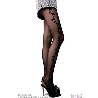 欧美风侧边提花连裤袜性感黑色丝袜透