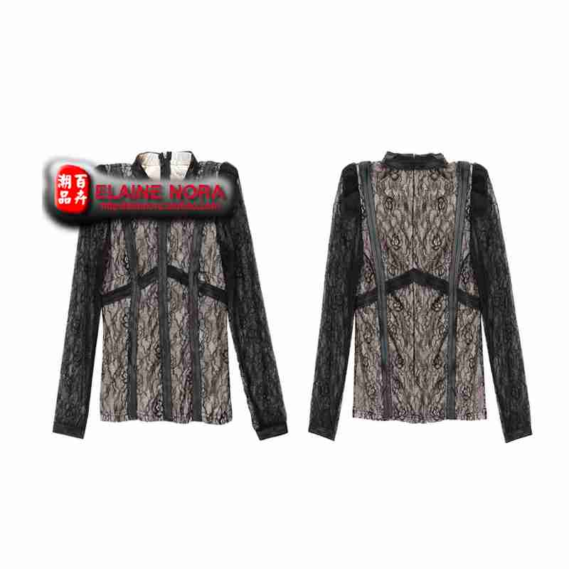 欧美修身蕾丝衫