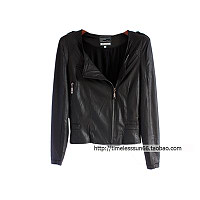 欧美风垫肩机车帅气蛇皮材质皮衣短外套女