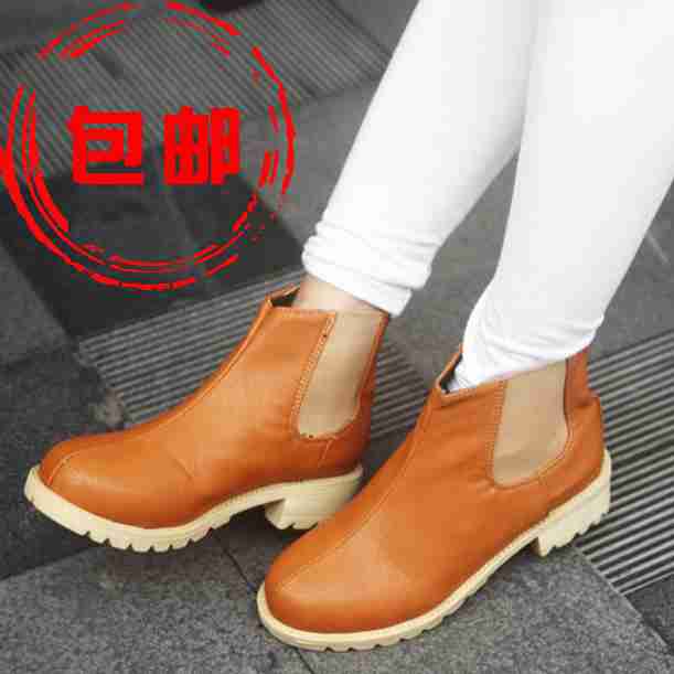 欧美复古低跟简约百搭休闲马丁靴女鞋子