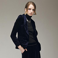 欧美秋冬装街拍明星范复古华丽丝绒修身一粒扣长袖