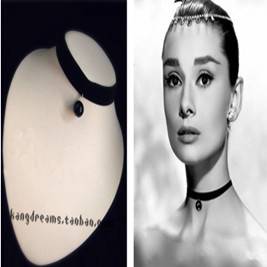 欧美复古绒带项链