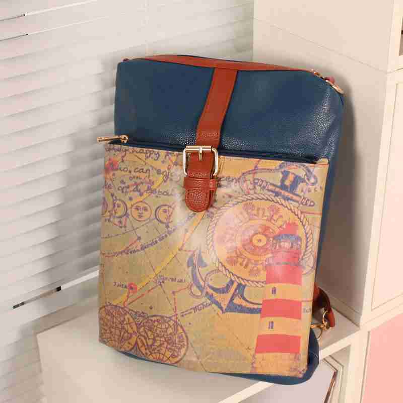 欧美复古邮差女包单肩斜跨包个性油画包怀旧浪漫双肩