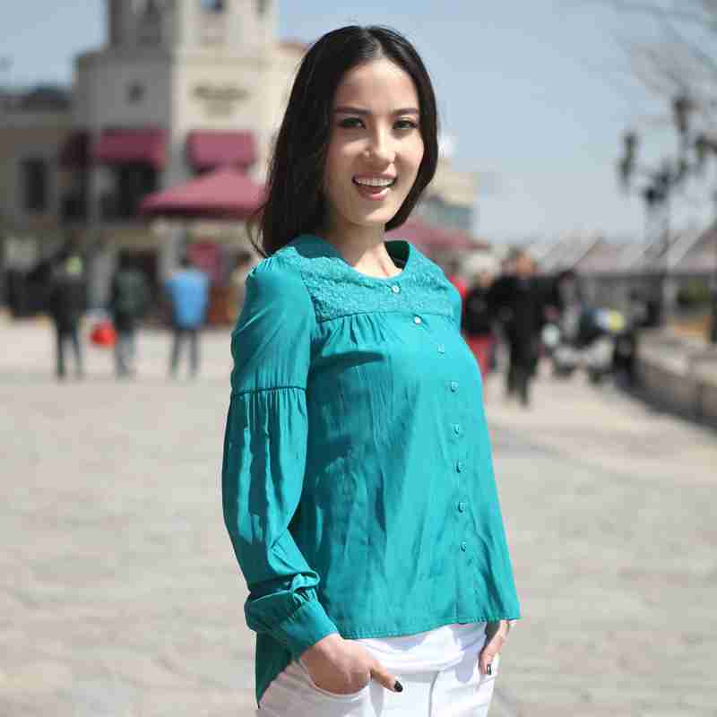 欧美长袖衬衫修身复古