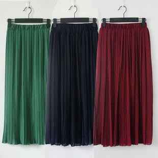 春夏季女装热卖欧美复古波西米亚雪纺百褶长裙子