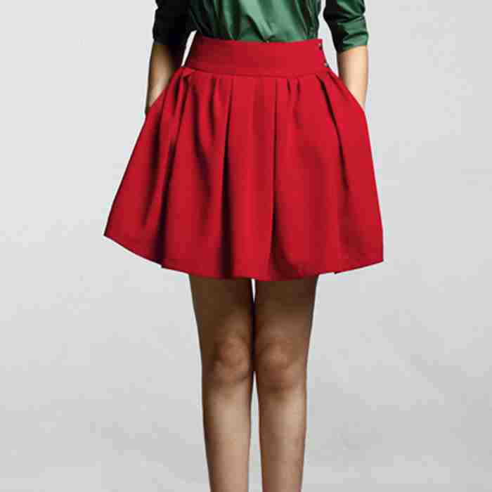 特价欧美复古红色短裙