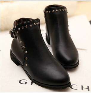 靴女英伦短靴平低跟复古