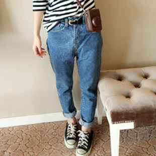 欧美街头超级vintage复古高腰牛仔裤