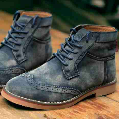 欧美牛仔水洗牛皮英伦男鞋