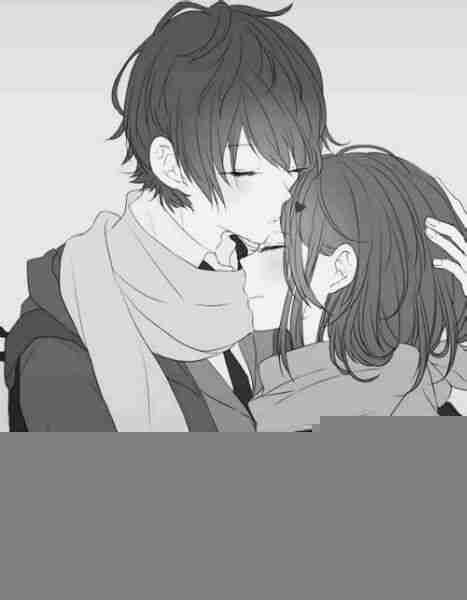 情侣恋人动漫亲吻额头