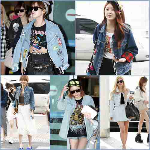 牛仔单品和浪漫的蕾丝长裙