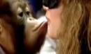 美女蒙眼与黑猩猩接吻!