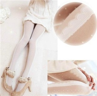 白色蕾丝花边连裤袜