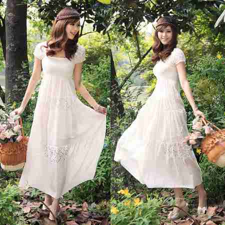 白色碎花修身短袖浪漫雪纺