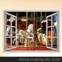 浪漫屋五代可移除壁窗〖旋转木马〗墙壁贴纸