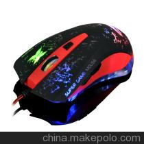猛豹x台式lol游戏激光变色呼吸灯无声鼠标有线usb
