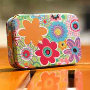 洋气大花碎花小清新半岛铁盒收纳盒药盒收纳毛合
