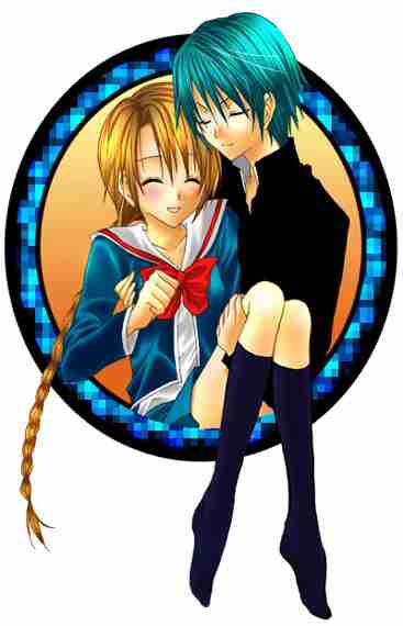 谁能帮我找两张动漫情侣图