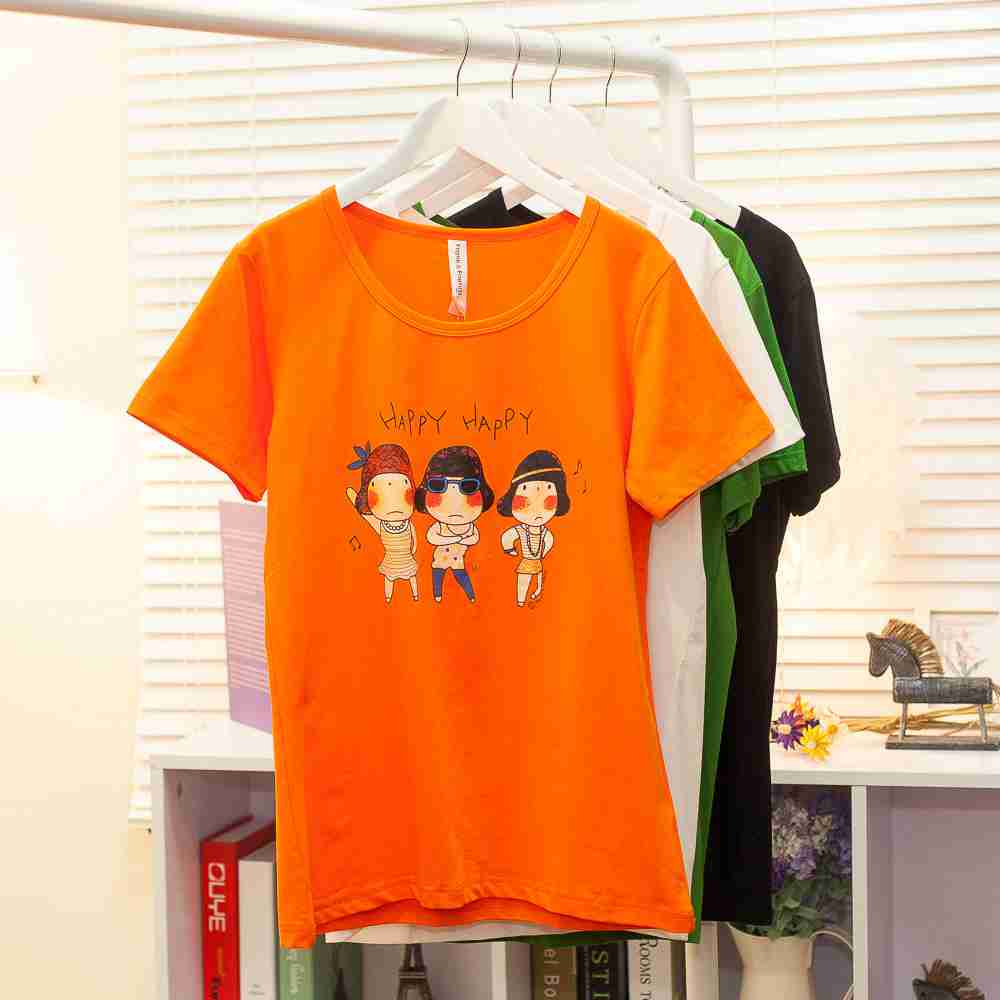 玫红字母可爱头像圆领