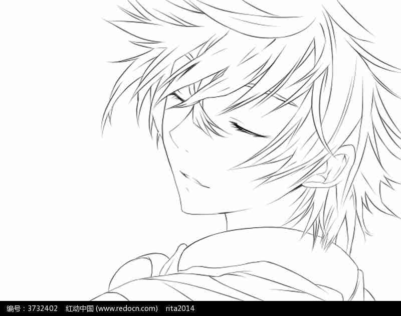 卡通伤感的男孩线描图片