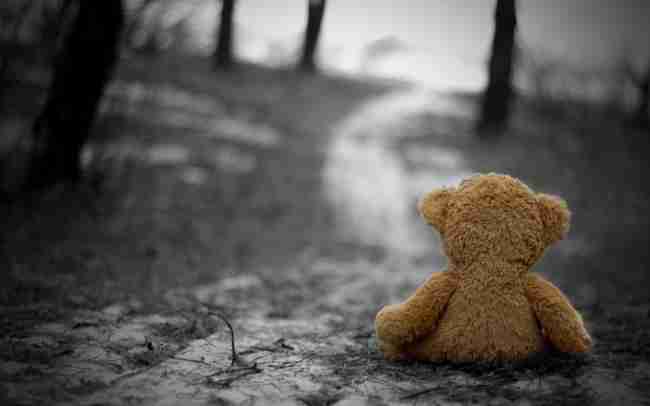 黑白伤感孤独的熊意境图片