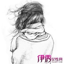 伤感背影素描图片