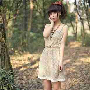 原单外贸复古清新百褶甜美森林