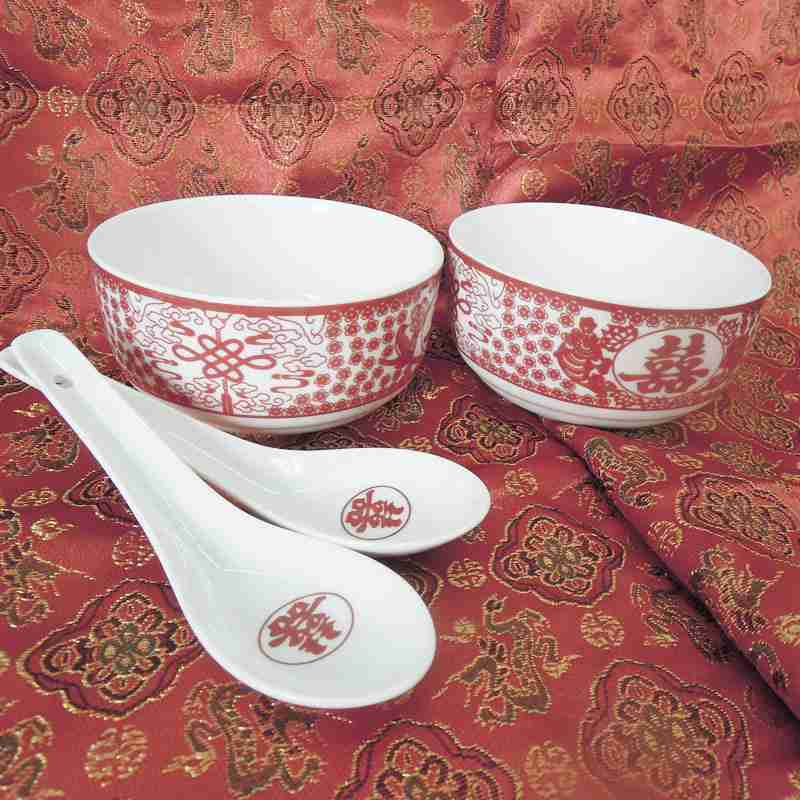 骨瓷情侣碗勺套装