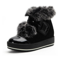 棉鞋兔毛短靴美女