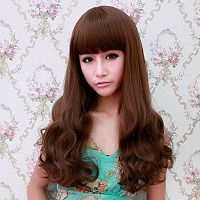 甜美假发长卷蓬松齐刘海