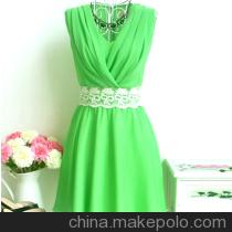 多图绿色雪纺高跟凉拖