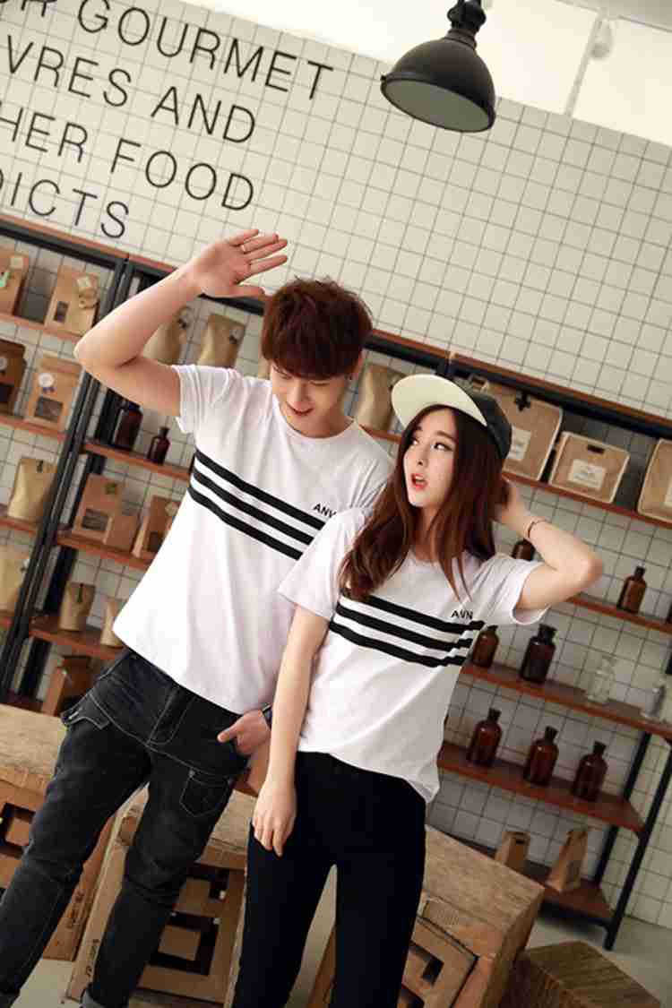 小清新条纹情侣t恤男装t恤