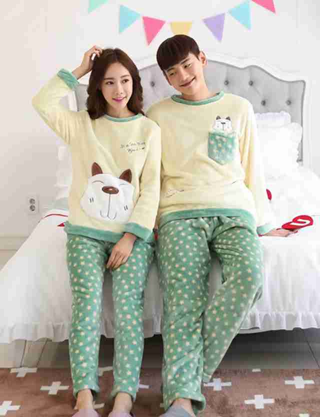 小清新情侣法兰绒睡衣