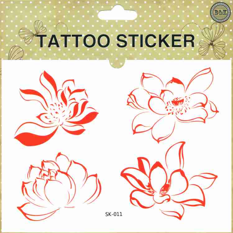 bk纹身贴莲花纹身贴纸防水女纹身文艺荷花贴纸一次性