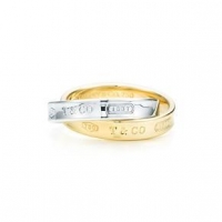 金色分色双环戒指