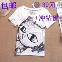 可爱素描猫猫短袖t恤