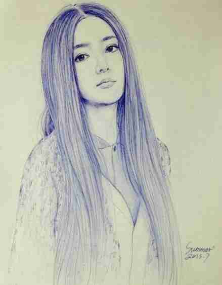 微信头像素描圆珠笔