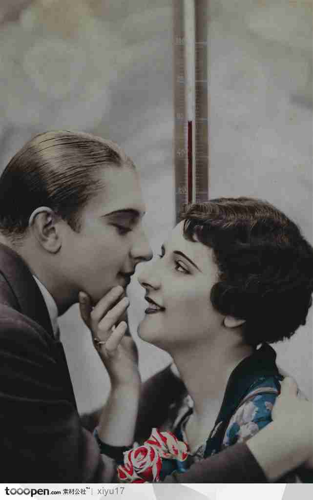亲密的外国情侣复古形象图片